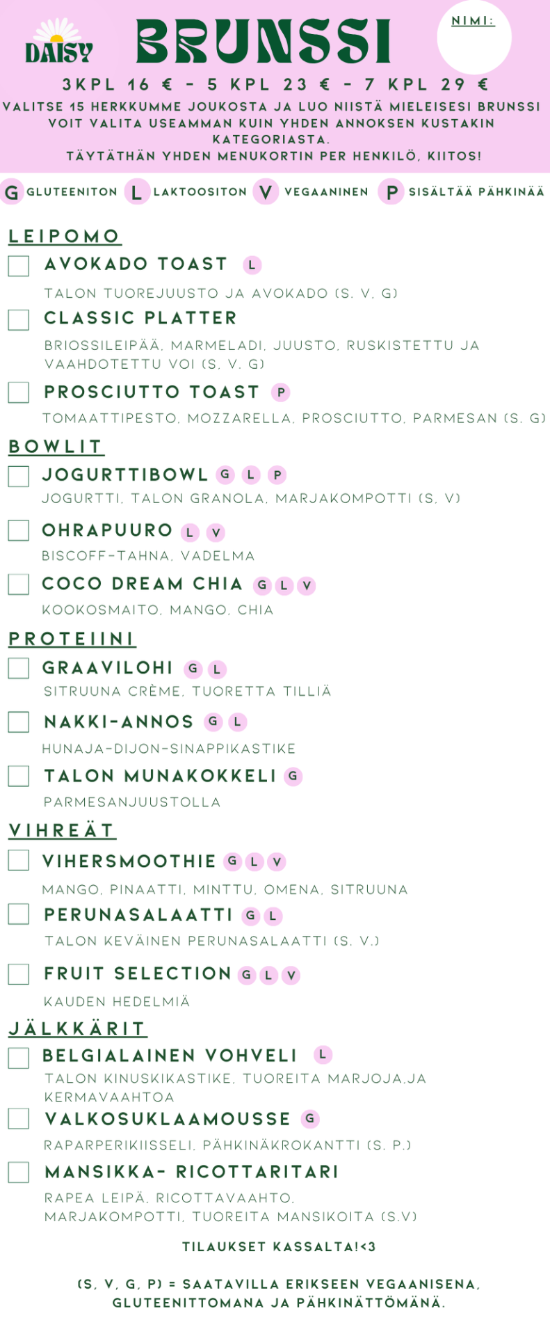 Brunssi Menu