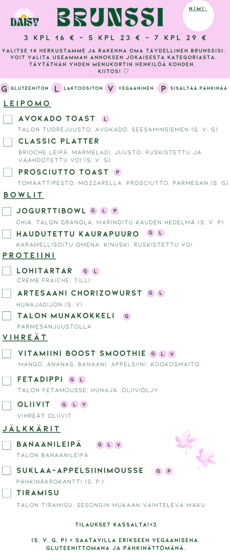 Brunssi Menu